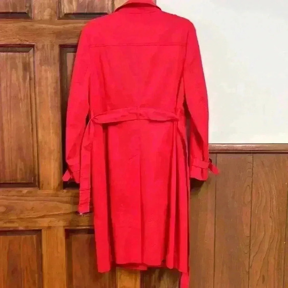 Talbots Red Raincoat/Overcoat/Trench Coat W/Belt 2 Front Pockets Lined Size M - Picture 6 of 11